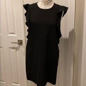 Zara Black Sleeveless Ruffle Sheath Dress